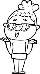 cartoon happy woman wearing spectacles