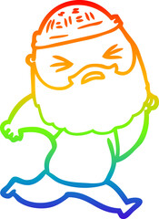 rainbow gradient line drawing of a cartoon man with beard