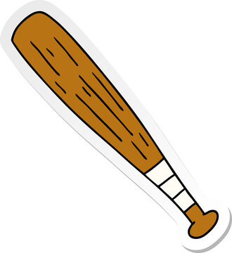 recommend clip art: hand drawn sticker cartoon doodle of a baseball bat