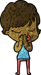 cartoon woman with eyes shut