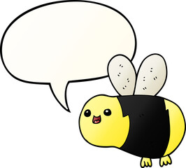 cartoon bee with speech bubble in smooth gradient style