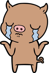 Obraz premium cartoon pig crying