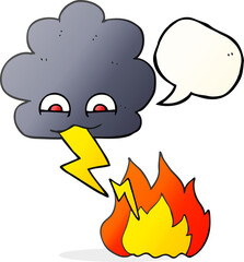 freehand drawn speech bubble cartoon thundercloud lightning strike