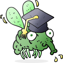 freehand drawn cartoon fly graduate