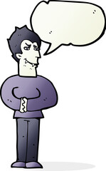 cartoon vampire with speech bubble