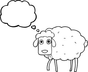 freehand drawn thought bubble cartoon muddy sheep
