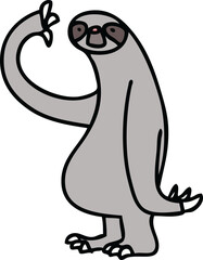 hand drawn quirky cartoon sloth