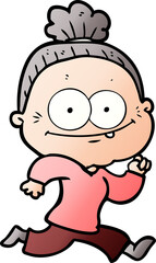 cartoon happy old woman