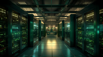 Fototapeta na wymiar The Heart of Digital Infrastructure: Inside a Cutting-Edge Data Center
