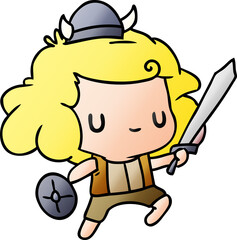 gradient cartoon illustration kawaii cute viking child