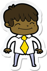 sticker of a cartoon happy boy