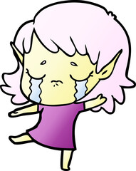 cartoon crying elf girl