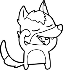cartoon wolf laughing