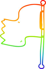 rainbow gradient line drawing of a cartoon waving flag