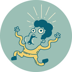 icon of a tattoo style frightened man