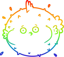 rainbow gradient line drawing of a cartoon puffer fish © lineartestpilot