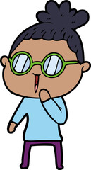 cartoon woman wearing spectacles