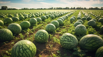 a large watermelon field - obrazy, fototapety, plakaty