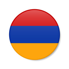 Armenia circle button icon. Armenian round badge flag. 3D realistic isolated vector illustration
