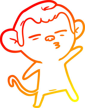 recommend clip art: warm gradient line drawing of a cartoon suspicious monkey