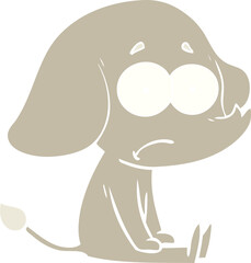flat color style cartoon unsure elephant sat on floor