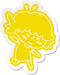 cartoon sticker of a cute kawaii girl