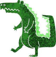Obraz premium retro illustration style quirky cartoon crocodile