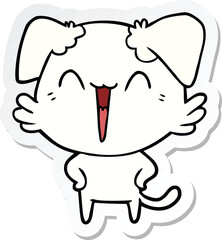 sticker of a happy little dog cartoon