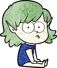 cartoon elf girl staring