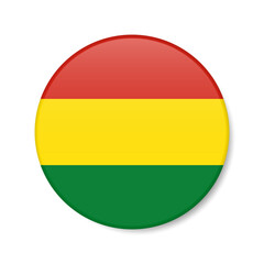 Bolivia circle button icon. Bolivian round badge flag. 3D realistic isolated vector illustration