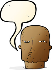 cartoon bald tough guy with speech bubble