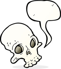 cartoon spooky skull with speech bubble