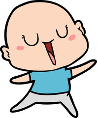 happy cartoon bald man