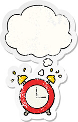 alarm clock with thought bubble as a distressed worn sticker