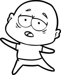 cartoon tired bald man