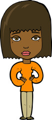 cartoon woman indicating self