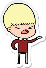 Obraz premium sticker of a cartoon stressed man