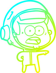 Obraz premium cold gradient line drawing of a cartoon surprised astronaut
