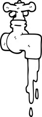 black and white cartoon dripping faucet