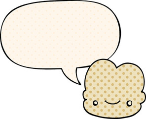 cartoon cloud with speech bubble in comic book style