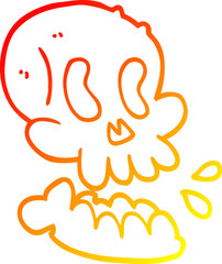 warm gradient line drawing of a cartoon skull