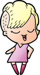 happy cartoon girl