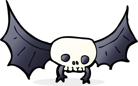 cartoon spooky skull bat