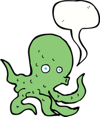 cartoon octopus with speech bubble