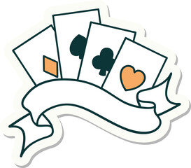 sticker of tattoo in traditional style of cards and banner