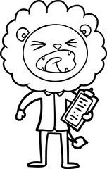 cartoon lion salesman