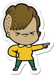 sticker of a cartoon annoyed hipster girl