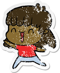 distressed sticker of a cartoon woman