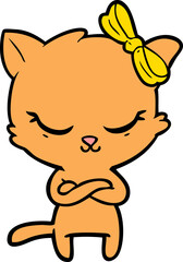 cute cartoon cat with bow