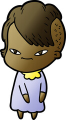 cute cartoon girl with hipster haircut